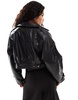 ASOS DESIGN faux leather glam 80s crop jacket in black