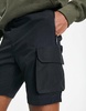 Brave Soul mixed fabrication cargo shorts in black