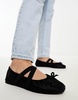 ASOS DESIGN Wide Fit Los Angeles ruched ballet flat in black satin