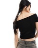 Cotton On off shoulder ribbed knit crop top in black