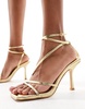 Public Desire Flossy heeled sandals in gold