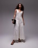 Topshop premium sleeveless eyelet midi dress with removable lining in ivory