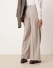 ASOS DESIGN smart loose leg pants in stone herringbone