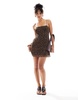 Mango woven cami leopard print dress in brown