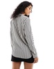 River Island striped satin shirt in black and white