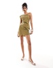 ASOS DESIGN one shoulder mini dress with back bra detail in khaki