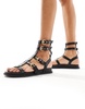 London Rebel studded gladiator sandals in black