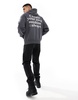 ADPT oversized washed nice to be nice backprint hoodie in dark gray