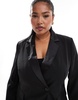 ASOS DESIGN Curve nipped waist tux blazer in black - part of a set