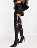 ASOS DESIGN Kayla heeled thigh high boots in black