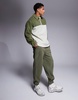 ASOS DESIGN tapered fleece sweatpants in khaki