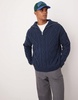 ASOS DESIGN oversized heavyweight knitted wool mix cable quarter zip sweater in navy