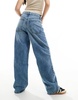 Mango wide slouchy jeans in light wash blue