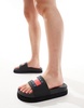 Tommy Jeans platform flag slides in black