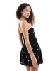 Motel Exclusive zhao polka dot bandeau mini dress in black