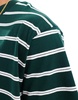 Brave Soul oversized high neck striped T-shirt in dark green & white