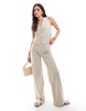 Mango slouchy straight leg tailored pants in beige - part of a set