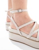 ASOS DESIGN Wide Fit Taurus 2 strappy flatform sandals in natural