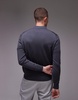 ARKET merino wool knitted long sleeve polo shirt in petrol blue