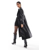 Bersha fitted faux leather trench in black