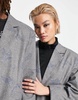 COLLUSION Unisex oversized blazer in light gray with blue print