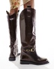 ASOS EDITION premium leather over the knee riding boots in brown