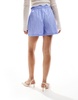 River Island striped poplin shorts in blue