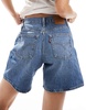 Levi's high waist baggy denim shorts in mid blue