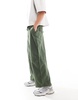 ASOS DESIGN wide balloon fit pants in dark green