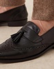 ASOS DESIGN brogue loafers in black faux leather with tassels