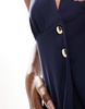 Vesper halterneck gold button vest in navy - part of a set