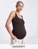 Mamalicious Maternity longline tank top in chocolate brown - part of a set