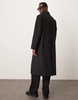 ASOS DESIGN oversized longline wool look pinstripe coat in black