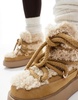 ASOS DESIGN Alpine shearling lace up snow boots in beige