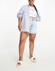 River Island Plus mom shorts in light blue wash