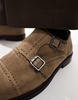 ASOS DESIGN monk shoes in stone suede