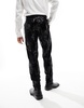 ASOS DESIGN slim scattered sequin suit pants in black