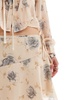 Motel vintage rose print flutter mini skirt in pale yellow