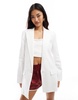 Mango linen relaxed blazer in white