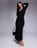 ASOS DESIGN cowl neck long sleeve midi dress with cut outs in black