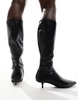 ASOS DESIGN Certain extreme mini kitten heel sock knee boots in black