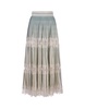 Knit And Lace Midi Skirt In Bianco E Blue Gin