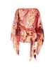 Short Caftan With Plumage Print In Orange