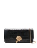 Embossed Crocodile Leather Shoulder Bag With Tiger Jewel