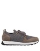 Grey And Brown Leather And Fabric Sneakers