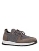 Grey And Brown Leather And Fabric Sneakers