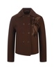 Brown Double-breasted Jacket With Floral Embroidery