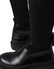 Black Leather Stretch Jersey Boots Shoes