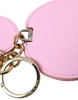 Dolce & Gabbana Pink Calf Leather Gold Metal Logo Print Keyring Keychain