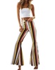 multicolor stripe bell bottom pants in red multi